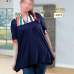 بلوز مدل گشاد یقه ایستاده استین کوتاه سایزبزرگ