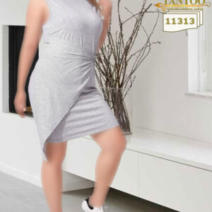 پیراهن راحتی آستین حلقه ای کمر گرهی دخترانه سایزبزرگ