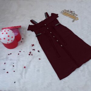 پیراهن فانتزی آستین شنل دکمه دار با کمربند