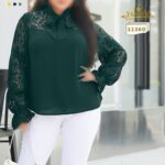بلوز مجلسی یقه کرواتی زنانه سایزبزرگ