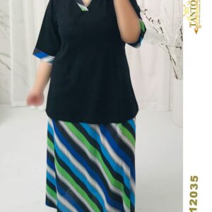 ست بلوز دامن راحتی نخی سایزبزرگ