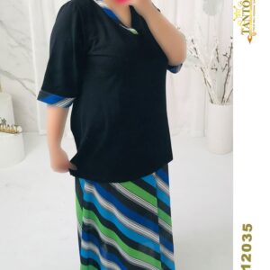 ست بلوز دامن راحتی نخی سایزبزرگ